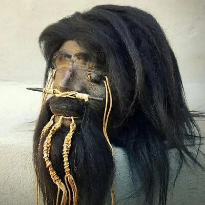 Shrunken Head Real Leather And Hair Oddities Curiosities Creepy Lama Alpaca • $59