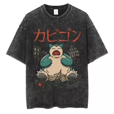 Pokemon Gengar Man Washed Tshirt Anime T Shirt Unisex Streetwear Cotton T-Shirt  • $43.51