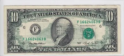 1993 $10 Federal Reserve Note Offset Printing Error Back To Front F16624063B • $249.95