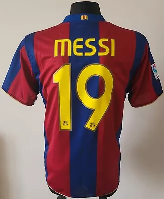 Barcelona 2007 - 2008 Home Football Nike Shirt #19 Messi Size Large  • $70