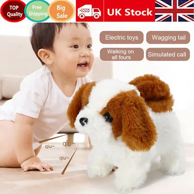 Electronic Robot Dog Walking Barking Tail Wagging Puppy Dog Plush Toy Kids Gift • £11.42