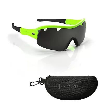 RayZor Green Sports Wrap Sunglasses Uv400 Vented Smoked Mirror Lens RRP£49 (220 • £12.50