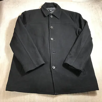 J. Crew Jacket Mens Large Wool Trench Coat Pea Coat Gray Heavy Casual Adult • $44.44