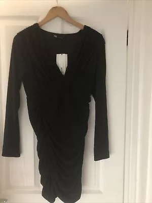 Zara Dress Size M NWT Black Ruched Dress • £5