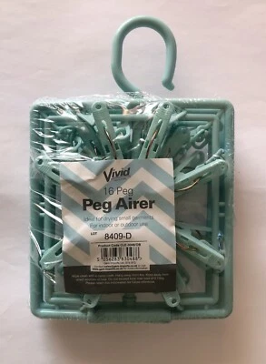 £5.49 • Buy 16 Peg Dryer Green Washing Line Airer Clothes Socks Hanger  For Indoor /Camping