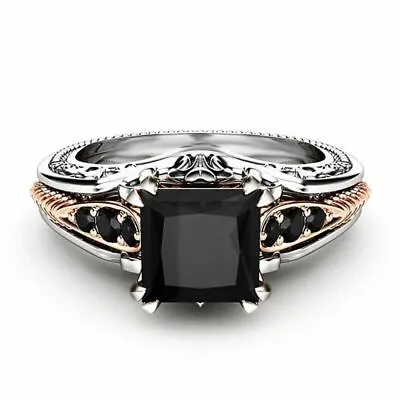 $2.35 • Buy Two Tone 925 Silver Filled Ring Romantic Women Jewelry Cubic Zircon Ring Sz 6-10