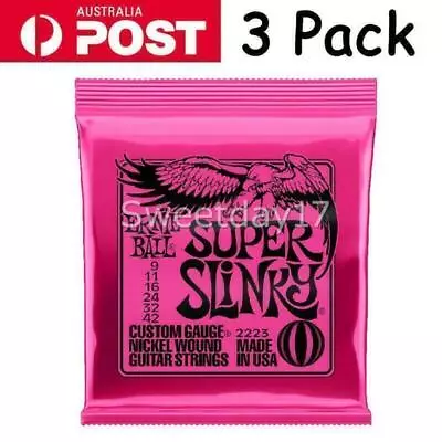 3X ERNIE BALL 2223 Electric GUITAR STRINGS Nickel Super Slinky 9-42 Gauge AU • $20.65