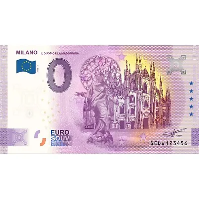 £3.18 • Buy 0 € Zero Euro Souvenir Note Italy 2022 - Milano Il Duomo E La Madonnina