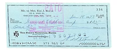 Edd Roush Cincinnati Reds Signed  Bank Check #336 BAS • $59.99