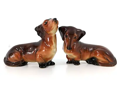 VTG Dachshund West Germany #10 Porcelain Figurine Pair Lot Weiner Dog MidCentury • $42