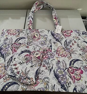 Vera Bradley Grand Tote Set Extra Large With Pouch Hummingbird Park New W/Tag • $89.99