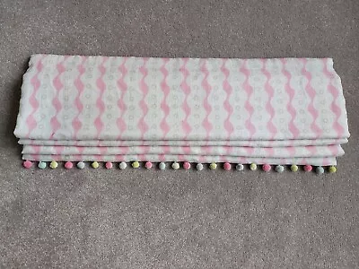 Susie Watson Roman Blind 77cm W 124cm Drop Pink Stripe Pompom Hem  • £90