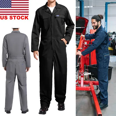 HISEA Men's Long Sleeve Coverall Mechanic Workwear Overall Boilersuit Jumpsuits • $43.89