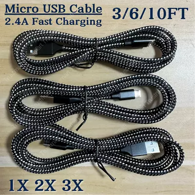 Heavy Duty Micro USB Cable 3/6/10 FT Fast Charge Charging Data Cord For Samsung • $6.95