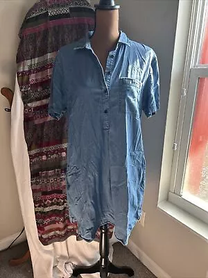 J Crew Mercantile Chambray Shirt Dress Womens Sz Large Short Sleeve Pockets  • $15