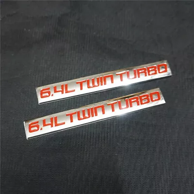 $15.98 • Buy 2x Chrome 6.4L TWIN TURBO Red Metal Emblem Decal Sticker Badge Pickup Limited V8