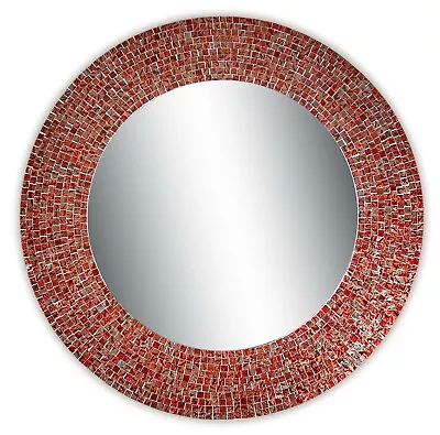 DecorShore 24  Traditional Mosaic Wall Mirror In Shades Of Red And Silver • $139