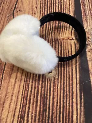 NEW Surell Rabbit Fur Earmuff With Black Velvet Band - White • $19.99