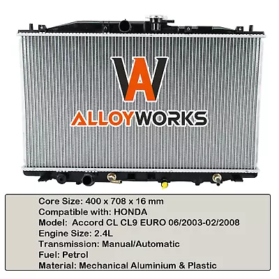 Premium Radiator Fit HONDA Accord CL EURO 2.4L 2003-02/2008 Petrol Auto / Manual • $129