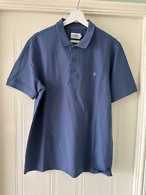 BNWT Farah Mens Cove SS Polo Shirt Top CARIBBEAN BLUE - 100% Cotton -Large (179) • £13.99
