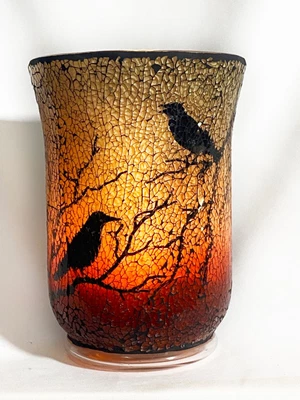 $120 • Buy Yankee Candle HUGE HALLOWEEN Mosaic Raven Crow 2016 Hurricane Holder RARE TCE