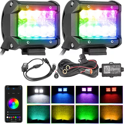 For Can-am Maverick MAX 2x4Inch RGB Multicolor Strobe Flash LED Work Cube Pods • $46.98