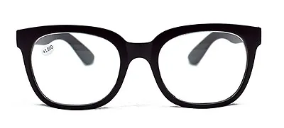 £5.95 • Buy TN14 Black Stylish Retro Large Frame Reading Glasses Metal Hinges +1.0 Upto +4.0