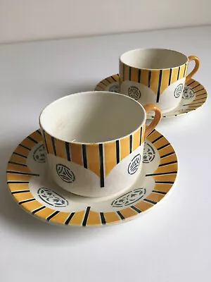 £58 • Buy 2 Deco French Coffee Cups And Saucers HBCM (Hippolyte Boulanger Creil Montereau)