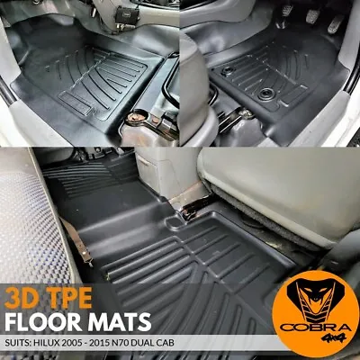 3D TPE Floor Mats Liner For Hilux N70 Dual Cab 2005 - 2015 Carpet Plastic Rubber • $179