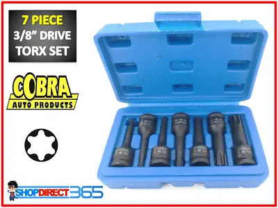 Cobra 7pc Torx Star Bit Socket Set 3/8  Drive T20 T25 T30 T40 T50 T55 T60 #31-11 • £11.99