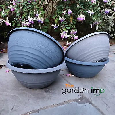 Plastic Round Garden Plant Bowl Planter Decorative Coloured Pattern 12  Low Pot • £7.29