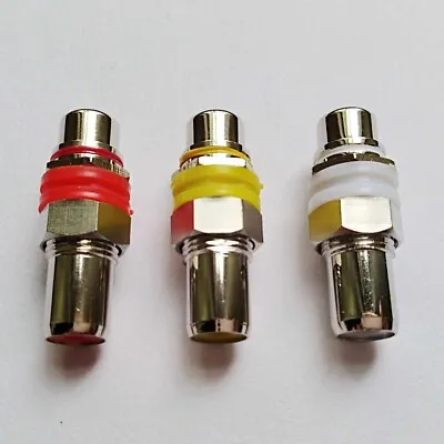 3pcs RCA Female To Female Coupler Connector Panel Mount Red White Yellow B160 • $9.30