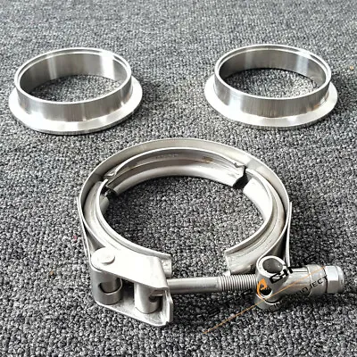 3  Inch Quick Release V-Band Clamp V Band+2 Flanges Kit Stainless Steel 76mm New • $34.99