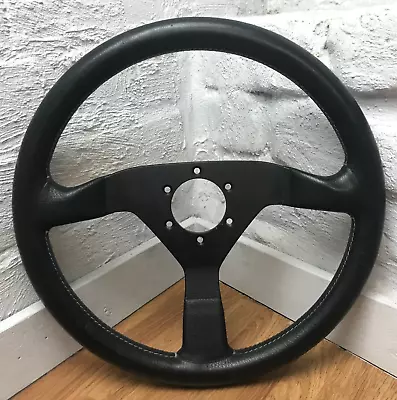 Genuine Momo Monte Carlo Black Leather 350mm Steering Wheel. Dated 1984. Ref 7D • $412.70