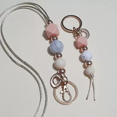  Teach Inspire Grow  Silicone Bead Keyring Rose Gold Accents Teacher Beaded Gift • $16.95