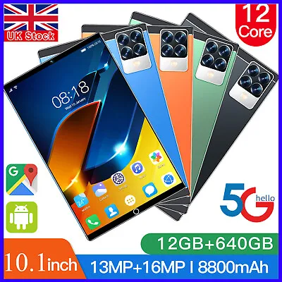 10.1-inch Ultra-thin Tablet PC 5G HD IPS Screen Dual Card 12G+260G Android 12 UK • £59.55
