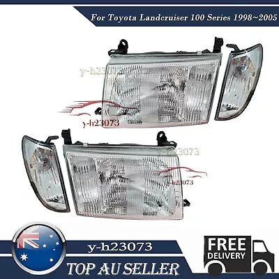 Pair 4 Pcs Head Light+Corner Light For Toyota Landcruiser 100 Series 1998-2005 • $219