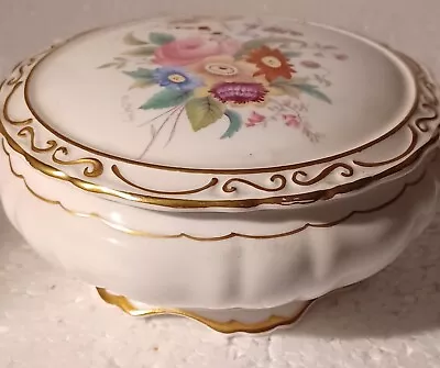 Coalport Floral Lidded Round Trinket Box VGC Diameter 10cm • £4.99