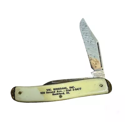 Vintage 1940s Imperial Prov. RI Brand Two-Blade Pocket Knife W/ Advertising Rock • $6.99