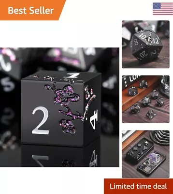 Flower Metal Dice Set - Glitter Purple - 7 PCS - Dungeons And Dragons • $37.99