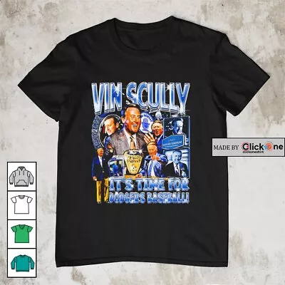 Los Angeles Team Dodgers Vin Scully It’S Time For Dodgers Baseball T-Shirt • $25.99