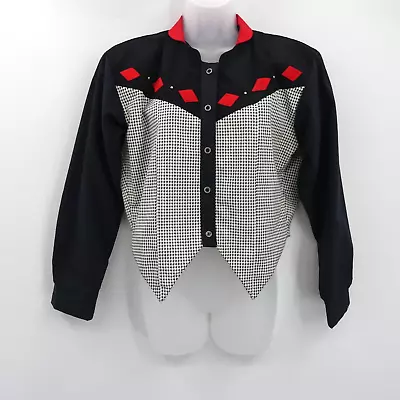 Vintage Cowboy Threads Western Button Up Shirt Womens Medium Black Red Cotton • £43.36