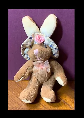 Vintage Miniature Bunny Rabbit Wearing A Hat Plush/stuffed Animal • $8.99