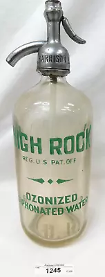 548/1245 High Rock Vintage Seltzer Bottle ~ Ozonized Siphonated Water W/ Green • $75