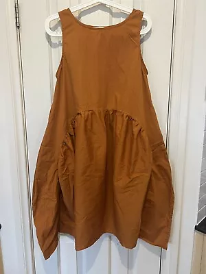 $59 • Buy Gorman Organic Dress Size 10 Over Sized Mustard Yellow Cotton Kneelength Bohemia