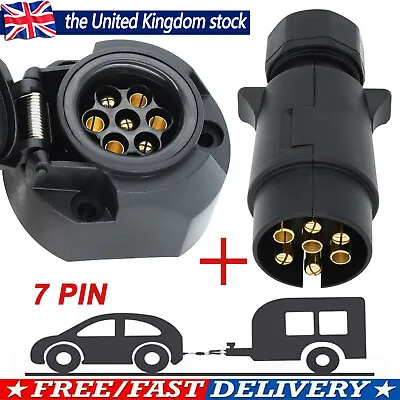 £8.89 • Buy 7 PIn 12V Towing Electrics Plug Socket Trailer Caravan Tow Lights Connector NEW
