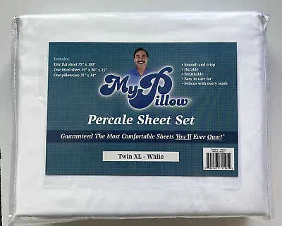 My Pillow Percale Bed Sheet Set WHITE Size Twin XL *AS SEEN ON TV* NEW • $38.99