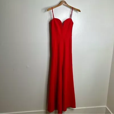 Milly Cady Red Sweetheart Neckline Maxi Gown Front Slit Size 0 • $150