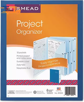 Smead Project Organizer 10 Pockets Closed Sides Preprinted Templates Reinfor • $28.43