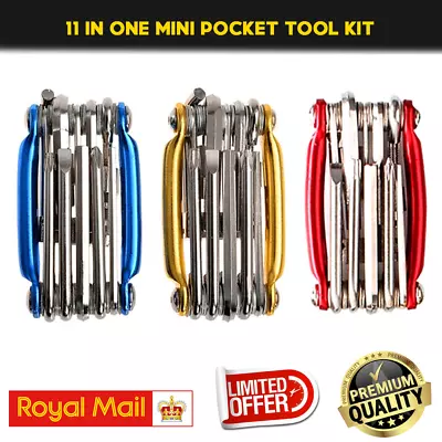 Best Mini Repair Pocket Folding Tool 11 In 1 Bicycle Bike Tool Set Multi Wrench  • £4.36